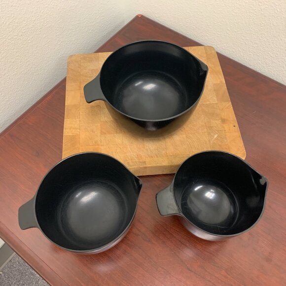 BOWLS - Vintage Copco Nesting Bowls black Set Of 3 Melamine Non-Skid Bottom - Picture 4 of 14